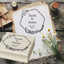 ロマンチック結婚な幾何学名の日付ゴム印 ラバースタンプ