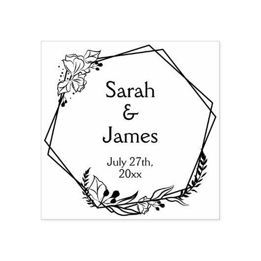 ロマンチック結婚な幾何学名の日付ゴム印 ラバースタンプ (インプリント)