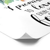 ロマンチック結婚な引用文の水の色の花の青 ポスター (角)