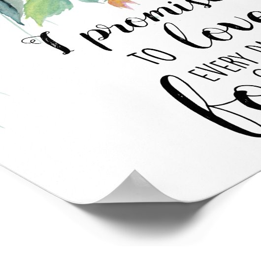 ロマンチック結婚な引用文の水の色の花の青 ポスター (角)