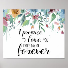 ロマンチック結婚な引用文の水の色の花の青 ポスター