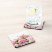 ロマンチック結婚な愛ソフトピンクの花束 コースター (右側)