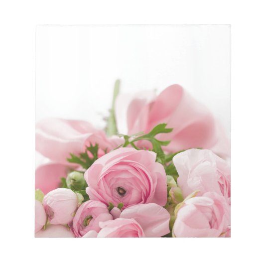 ロマンチック結婚な愛ソフトピンクの花束 ノートパッド (正面)