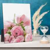 ロマンチック結婚な愛ソフトピンクの花束 フォトプラーク (側面)