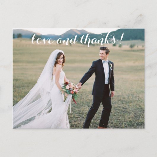 ロマンチック結婚な感謝はがき ポストカード (正面)