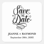 ロマンチック結婚な書カスタム道の日付を保存 スクエアシール (正面)