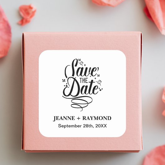 ロマンチック結婚な書カスタム道の日付を保存 スクエアシール