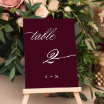 ロマンチック結婚な書道のナンバー2、ブルゴーニュ テーブルナンバー<br><div class="desc">表2.利用可能な番号をすべて確認する。 |ロマン渦巻形のエレガントトと書結婚道のテーブル番号。このデザインの高度なカスタマイズについてクリックは、上の青いデザインツールボタンをクリックして下さい。</div>