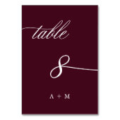 ロマンチック結婚な書道のナンバー8、ブルゴーニュ テーブルナンバー (裏面)