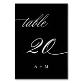 ロマンチック結婚な書道の番号20、黒 テーブルナンバー (裏面)