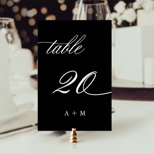 ロマンチック結婚な書道の番号20、黒 テーブルナンバー