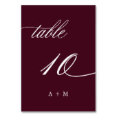 ロマンチック結婚な書道の10番、ブルゴーニュ テーブルナンバー (裏面)