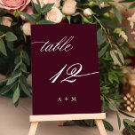 ロマンチック結婚な書道の12番、ブルゴーニュ テーブルナンバー<br><div class="desc">表12.利用可能な番号をすべて確認する。 |ロマンエレガントムと書結婚道のテーブル番号とモノグラム。このデザインの高度なカスタマイズについてクリックは、上の青いデザインツールボタンをクリックして下さい。</div>
