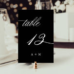 ロマンチック結婚な書道の13号黒 テーブルナンバー<br><div class="desc">表13利用可能な番号をすべて確認する。 |ロマンエレガントムと書結婚道のテーブル番号とモノグラム。このデザインの高度なカスタマイズについてクリックは、上の青いデザインツールボタンをクリックして下さい。</div>