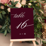 ロマンチック結婚な書道の16番、ブルゴーニュ テーブルナンバー<br><div class="desc">表16.利用可能な番号をすべて確認する。 |ロマンエレガントムと書結婚道のテーブル番号とモノグラム。このデザインの高度なカスタマイズについてクリックは、上の青いデザインツールボタンをクリックして下さい。</div>