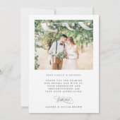 ロマンチック結婚な書道の4枚の写真 サンキューカード (裏面)