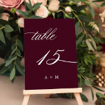 ロマンチック結婚な書道15号ブルゴーニュ テーブルナンバー<br><div class="desc">表15.利用可能な番号をすべて確認する。 |ロマンエレガントムと書結婚道のテーブル番号とモノグラム。このデザインの高度なカスタマイズについてクリックは、上の青いデザインツールボタンをクリックして下さい。</div>