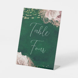 ロマンチック結婚な水の色のバラオンエメラルドグリーン 台座サイン