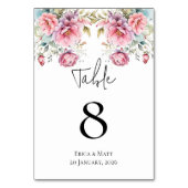 ロマンチック結婚な牡丹のテーブルカード テーブルナンバー (正面)