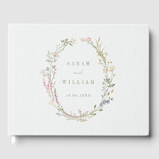 ロマンチック結婚な牧草花のゲストブック ゲストブック (正面)