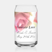 ロマンチック結婚な缶ガラスとバラ花プリント ガラス缶 (正面)