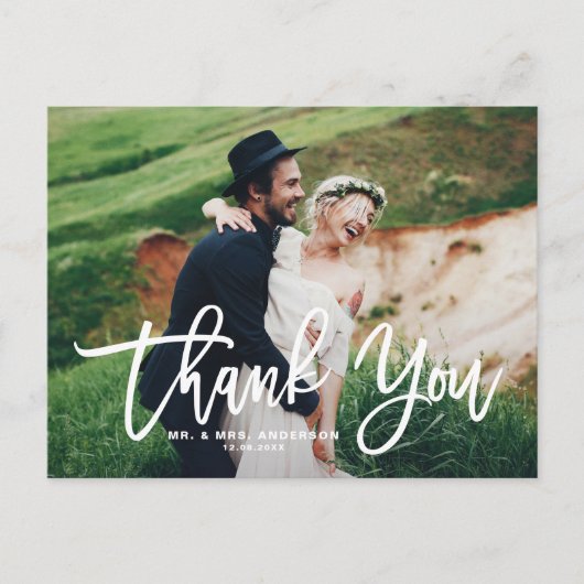 ロマンチック結婚な脚本の写真ありがとうポストカード ポストカード (正面)
