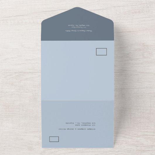 ロマンチック結婚な薄紫写真の日付の安全 オールインワン招待状 (外側)