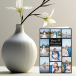 ロマンチック結婚な記念日フォトコラージブラック カード<br><div class="desc">結婚記念日に夫、妻、ガールフレンド、ボーイフレンドのためのシックなカスタマイズ可能な写真コラージカード。あなたの人間関係、お気に入りの婚約、または結婚の写真の9を追加して、あなたのパートナーのためのロマンチックな贈り物としてモダン、この黒いカードを注文。思い出パーソナライズされたの詰まった美しいカード。</div>