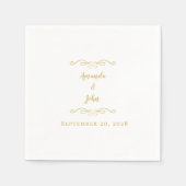 ロマンチック結婚な金ゴールドのエレガント繊細な披露宴 スタンダードカクテルナプキン (正面)