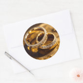 ロマンチック結婚な金ゴールドのリングや輪油絵 ラウンドシール (封筒)