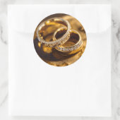 ロマンチック結婚な金ゴールドのリングや輪油絵 ラウンドシール (バッグ)