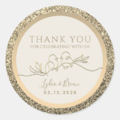 ロマンチック結婚な金ゴールドの好意に感謝 ラウンドシール (正面)