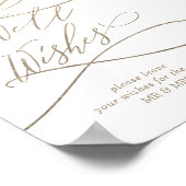 ロマンチック結婚な金ゴールド書の願い ポスター (角)