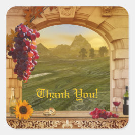 ロマンチック結婚なVineyard's Thank Youステッカー スクエアシール