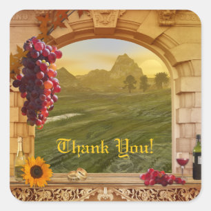 ロマンチック結婚なVineyard's Thank Youステッカー スクエアシール