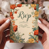 ロマンチック結婚アールヌーボー 出欠カード