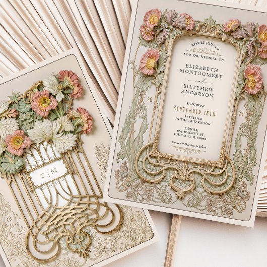 ロマンチック結婚アールヌーボー 招待状