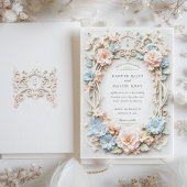 ロマンチック結婚バロックとフローラアクセント 招待状