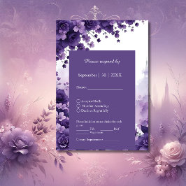 ロマンチック結婚パリ | リラフローラル&エッフェルタワー 出欠カード