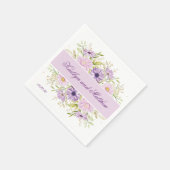 ロマンチック結婚パープルフローラ スタンダードカクテルナプキン (角)