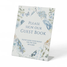 ロマンチック結婚ブルーフローラのサインOur Guest Book
