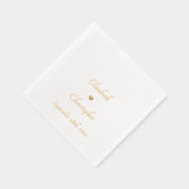 ロマンチック結婚モノグラムの日付パーティーカクテル金ゴールド 箔ナプキン (右)