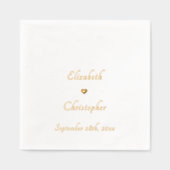 ロマンチック結婚モノグラムの日付パーティーカクテル金ゴールド 箔ナプキン (正面)