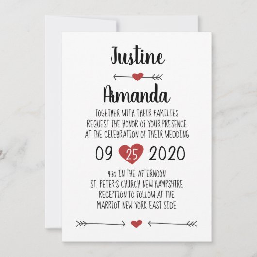 ロマンチック結婚式招待状カード 招待状 (正面)