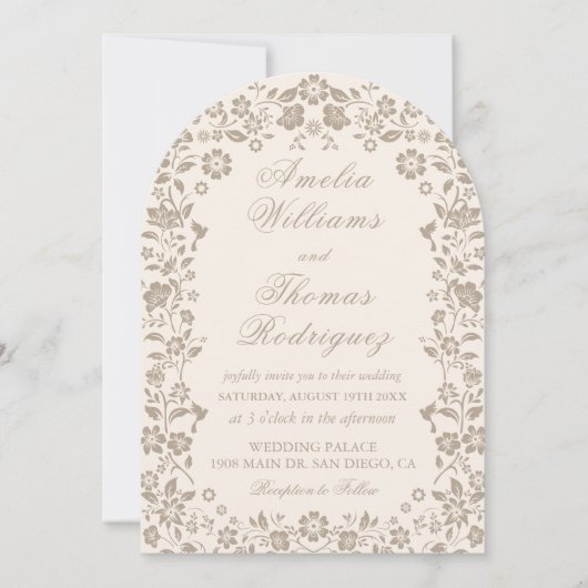 ロマンチック結婚書道の中立招待状 招待状 (正面)