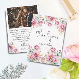 ロマンチック結婚牡丹サンキューカード サンキューカード