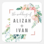ロマンチック結婚牡丹封筒用シール スクエアシール (正面)