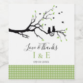 ロマンチック結婚猫好きズライムグリーンジンガム ワインラベル (シングルラベル)