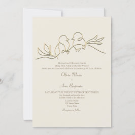 ロマンチック結婚金ゴールドのQRコード 招待状