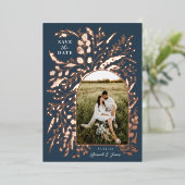 ロマンチック絵を描なフローラアーチ写真 |日付の保存 箔招待状 (立ち正面)